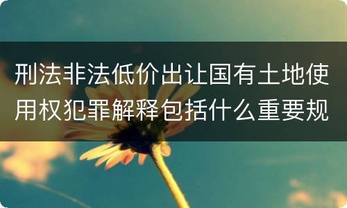 刑法非法低价出让国有土地使用权犯罪解释包括什么重要规定