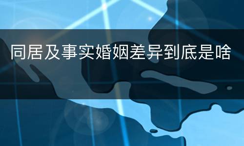 同居及事实婚姻差异到底是啥