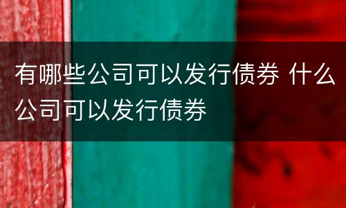 有哪些公司可以发行债券 什么公司可以发行债券