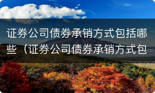 证券公司债券承销方式包括哪些（证券公司债券承销方式包括哪些内容）