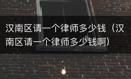汉南区请一个律师多少钱（汉南区请一个律师多少钱啊）