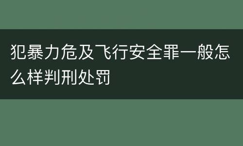 犯暴力危及飞行安全罪一般怎么样判刑处罚