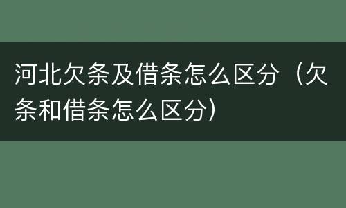 河北欠条及借条怎么区分（欠条和借条怎么区分）