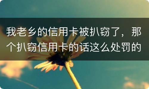 我老乡的信用卡被扒窃了，那个扒窃信用卡的话这么处罚的啊