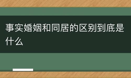 事实婚姻和同居的区别到底是什么