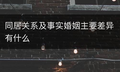 同居关系及事实婚姻主要差异有什么