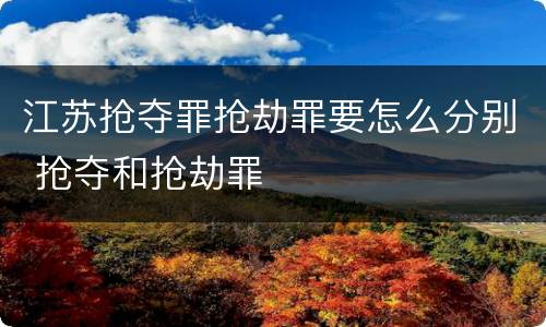 江苏抢夺罪抢劫罪要怎么分别 抢夺和抢劫罪