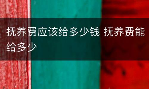 抚养费应该给多少钱 抚养费能给多少