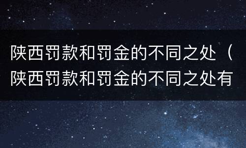 陕西罚款和罚金的不同之处（陕西罚款和罚金的不同之处有哪些）