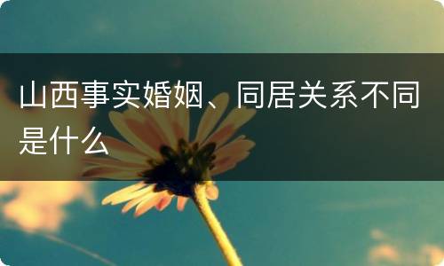 山西事实婚姻、同居关系不同是什么