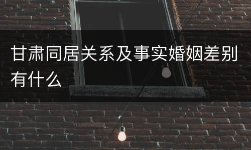 甘肃同居关系及事实婚姻差别有什么