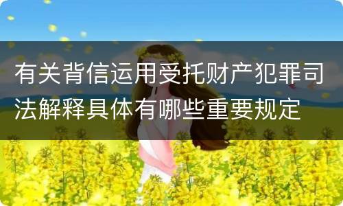有关背信运用受托财产犯罪司法解释具体有哪些重要规定