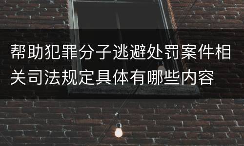帮助犯罪分子逃避处罚案件相关司法规定具体有哪些内容