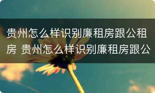贵州怎么样识别廉租房跟公租房 贵州怎么样识别廉租房跟公租房的区别