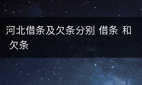 河北借条及欠条分别 借条 和 欠条