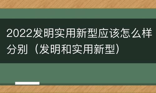 2022发明实用新型应该怎么样分别（发明和实用新型）