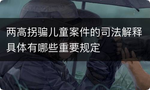 两高拐骗儿童案件的司法解释具体有哪些重要规定