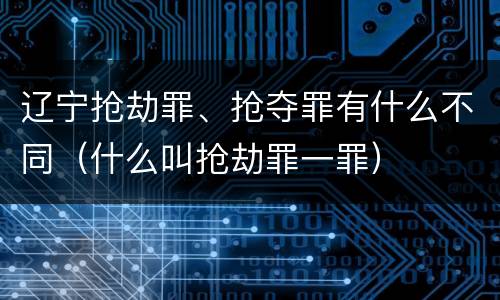 辽宁抢劫罪、抢夺罪有什么不同（什么叫抢劫罪一罪）