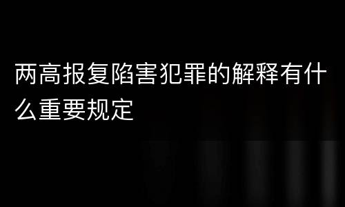 两高报复陷害犯罪的解释有什么重要规定