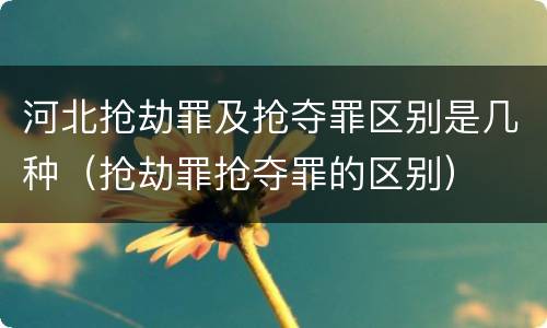 河北抢劫罪及抢夺罪区别是几种（抢劫罪抢夺罪的区别）