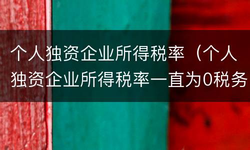 个人独资企业所得税率（个人独资企业所得税率一直为0税务局会不会来查你）