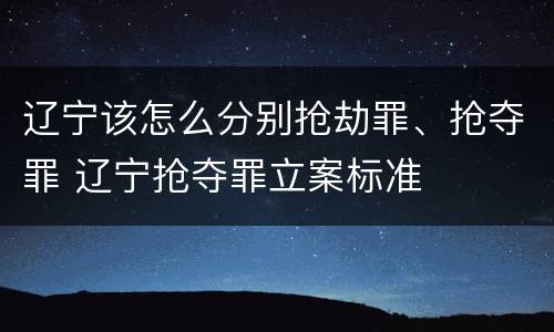 辽宁该怎么分别抢劫罪、抢夺罪 辽宁抢夺罪立案标准