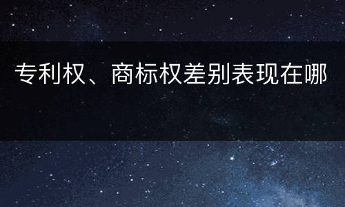 专利权、商标权差别表现在哪