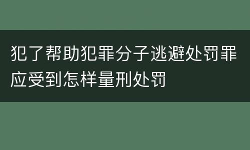 犯了帮助犯罪分子逃避处罚罪应受到怎样量刑处罚
