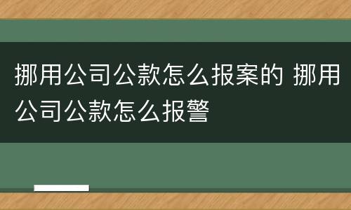 挪用公司公款怎么报案的 挪用公司公款怎么报警