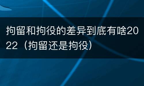 拘留和拘役的差异到底有啥2022（拘留还是拘役）