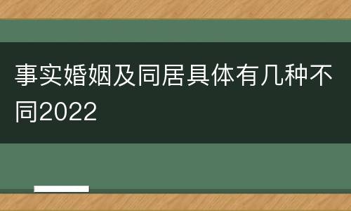 事实婚姻及同居具体有几种不同2022
