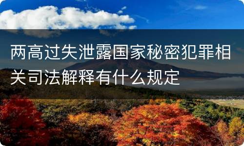 两高过失泄露国家秘密犯罪相关司法解释有什么规定