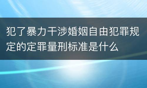 犯了暴力干涉婚姻自由犯罪规定的定罪量刑标准是什么