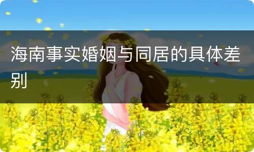 海南事实婚姻与同居的具体差别