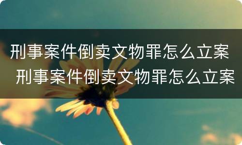 刑事案件倒卖文物罪怎么立案 刑事案件倒卖文物罪怎么立案审理