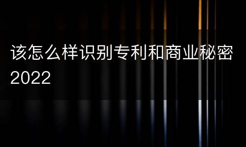 该怎么样识别专利和商业秘密2022