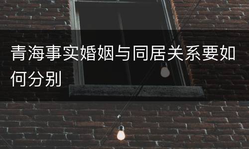 青海事实婚姻与同居关系要如何分别
