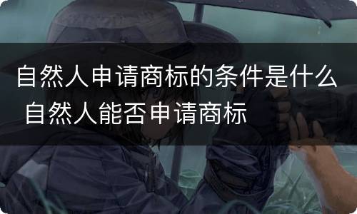 自然人申请商标的条件是什么 自然人能否申请商标