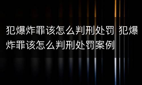 犯爆炸罪该怎么判刑处罚 犯爆炸罪该怎么判刑处罚案例