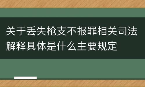 关于丢失枪支不报罪相关司法解释具体是什么主要规定