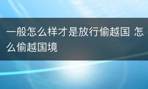 一般怎么样才是放行偷越国 怎么偷越国境