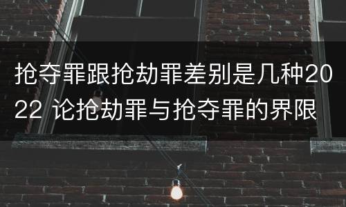 抢夺罪跟抢劫罪差别是几种2022 论抢劫罪与抢夺罪的界限