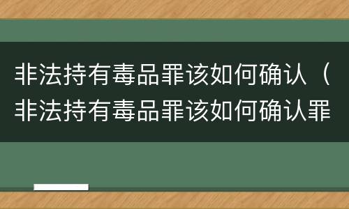 非法持有毒品罪该如何确认（非法持有毒品罪该如何确认罪名）