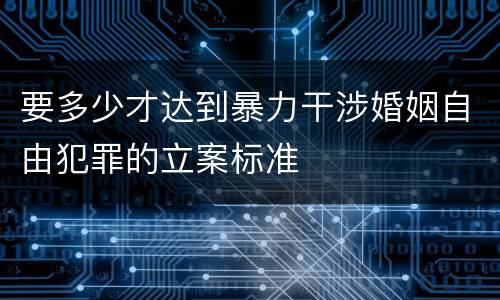 要多少才达到暴力干涉婚姻自由犯罪的立案标准