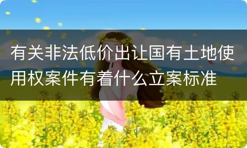 有关非法低价出让国有土地使用权案件有着什么立案标准