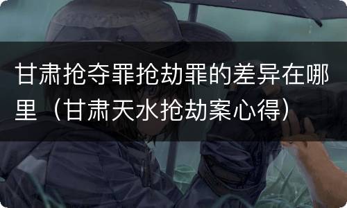 甘肃抢夺罪抢劫罪的差异在哪里（甘肃天水抢劫案心得）