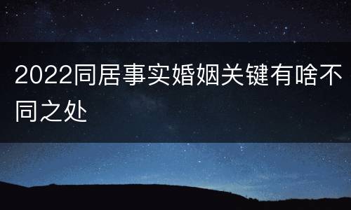 2022同居事实婚姻关键有啥不同之处