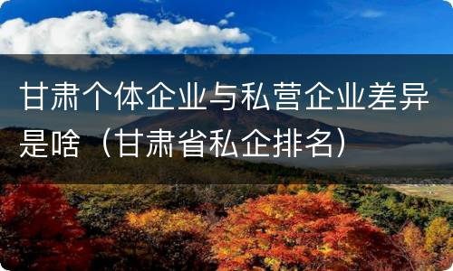 甘肃个体企业与私营企业差异是啥（甘肃省私企排名）