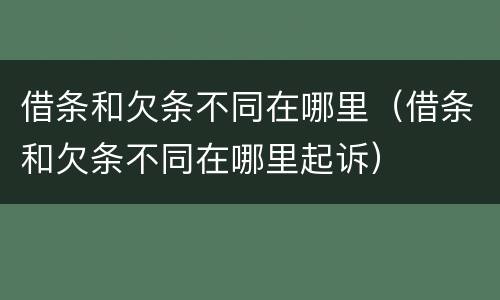 借条和欠条不同在哪里（借条和欠条不同在哪里起诉）