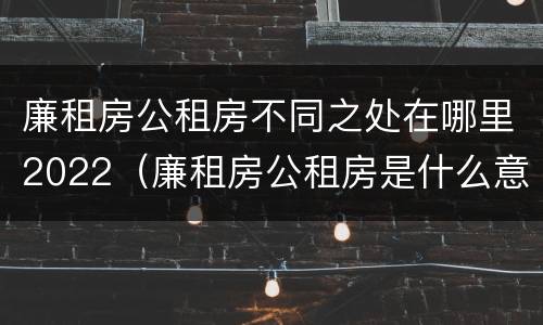 廉租房公租房不同之处在哪里2022（廉租房公租房是什么意思）